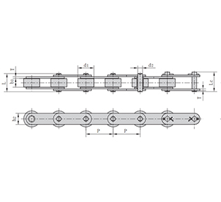 非標(biāo)雙節(jié)距輸送鏈-大滾子型